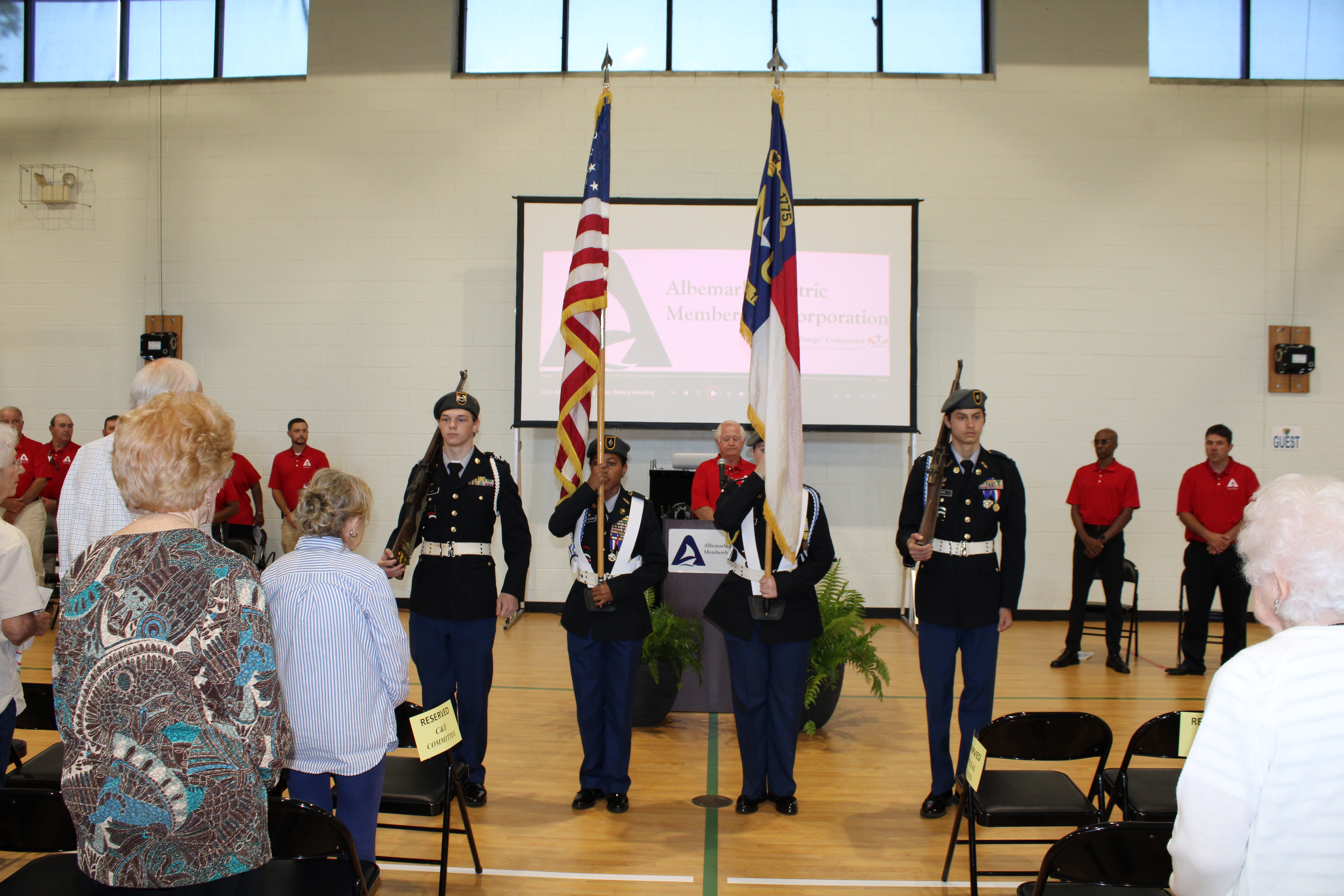 picture of color guard at Albemarle EMC annual meeting